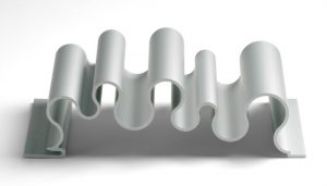 curvy silver dimensional metal panel