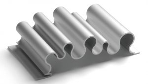 curvy silver dimensional metal panel