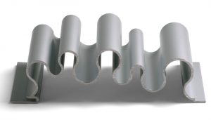 curvy silver metal 3D panel