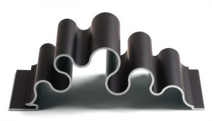 curvy dark bronze dimensional metal panel