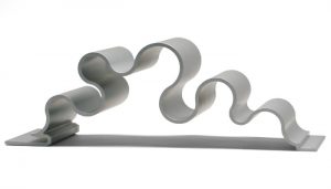 curvy silver dimensional metal panel