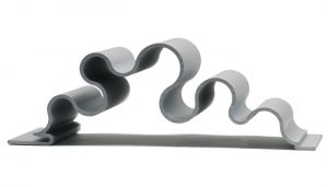 curvy silver dimensional metal panel