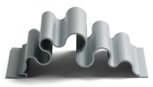 curvy silver dimensional metal panel